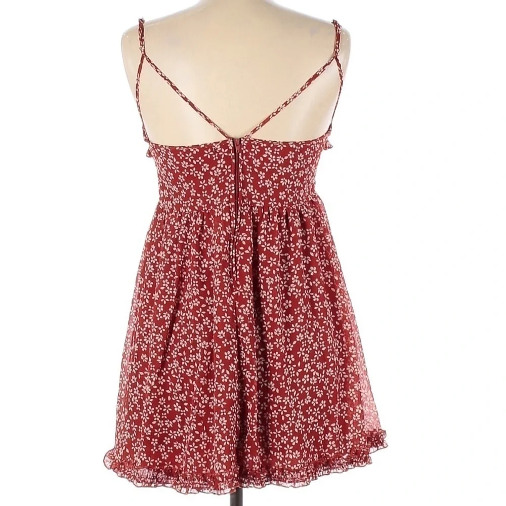 TRIXXI Red Floral Ruffle Hem Babydoll Mini Dress - Picture 2 of 8